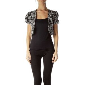 Poetry Black White Tweed Cropped Jacket